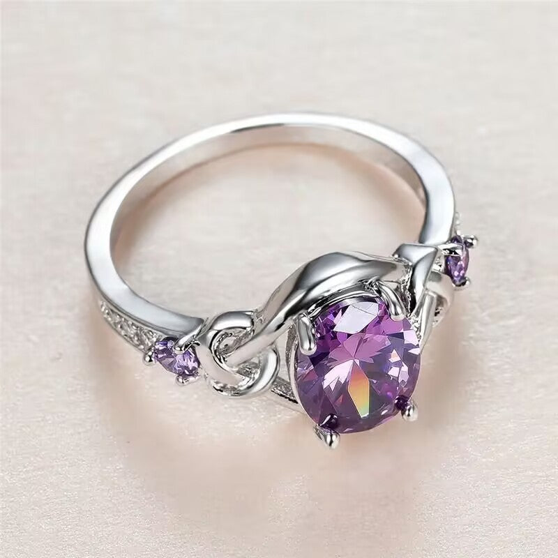 Celtic Knot Purple Diamond S925 Silver Women Ring
