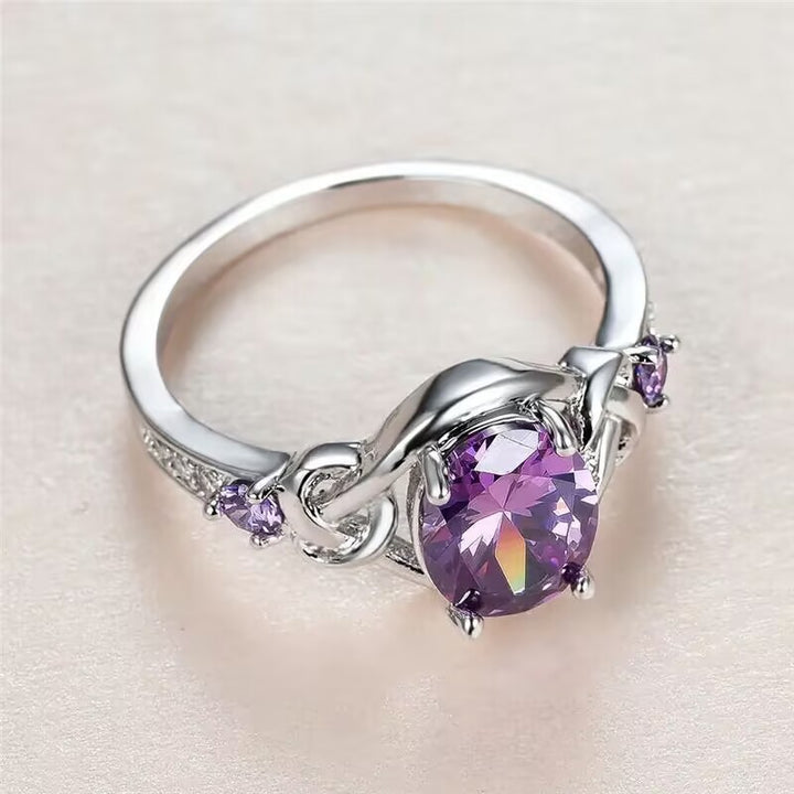 Celtic Knot Purple Diamond S925 Silver Women Ring