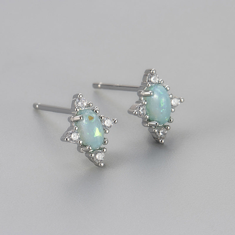 Opal Starburst Stud Earring Set (Light Luxury Niche Fresh Earrings)