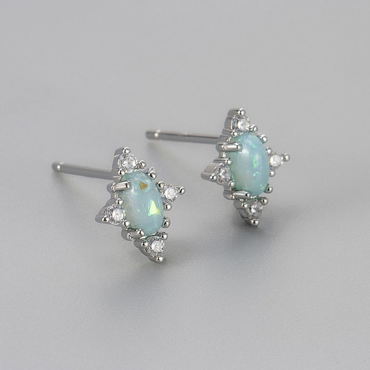 Opal Starburst Stud Earring Set (Light Luxury Niche Fresh Earrings)