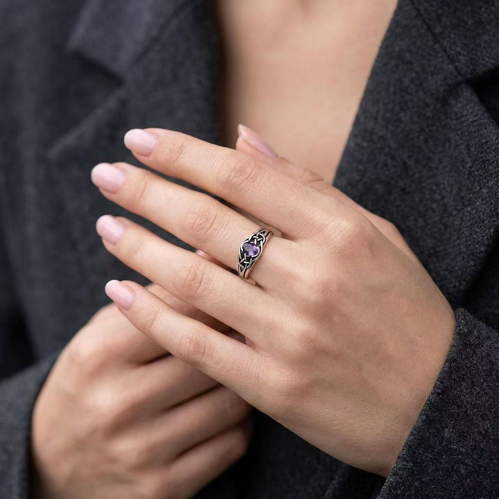 Celtic Knot Purple Diamond S925 Silver Ring