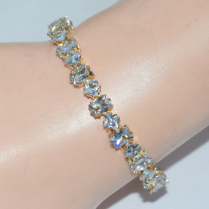 Mixed‑Cut Diamond Open‑Cuff Bracelet, Gold & Silver Two‑Tone Options