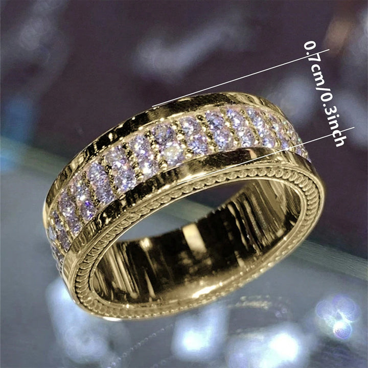 Double Row Pavé Wide Band Ring (Luxury Classic Timeless Band)
