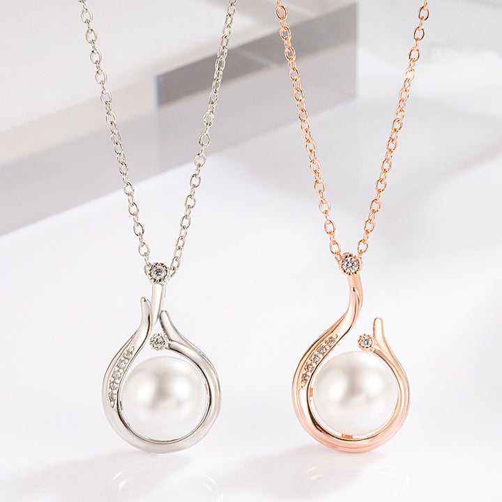 Teardrop Pearl Light Luxury Jewelry Set (Necklace + Drop Earrings)