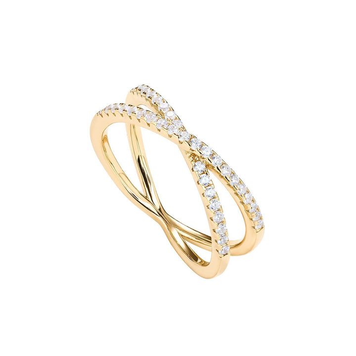Cross Pavé Line Ring (2 Colors Delicate Everyday Band)