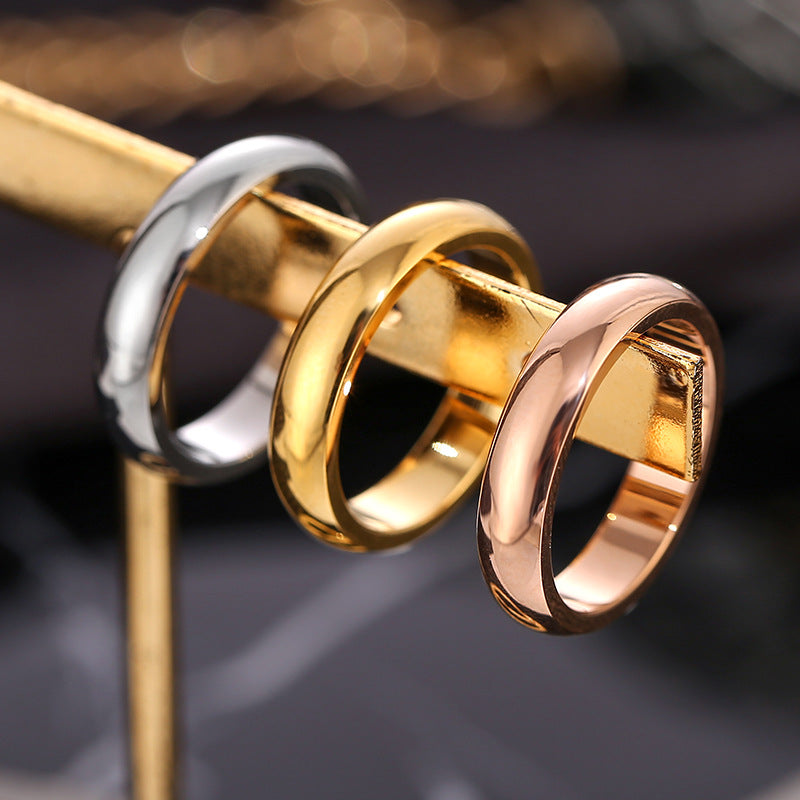 4mm Polished Domed S925 Silver Ring, 3 Colors Plain Band, Minimalist Couple Ring