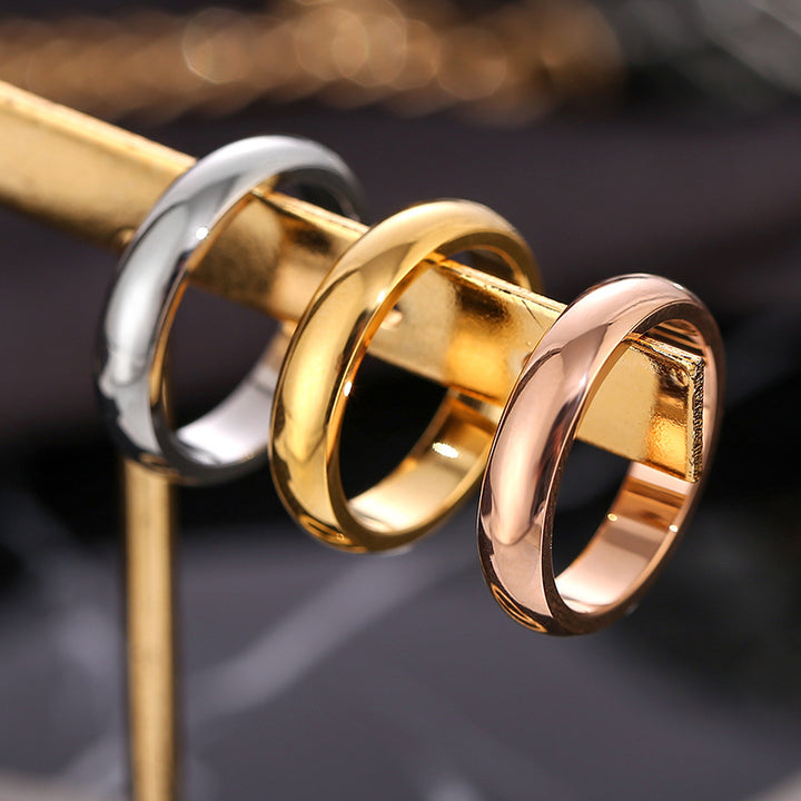4mm Polished Domed S925 Silver Ring, 3 Colors Plain Band, Minimalist Couple Ring