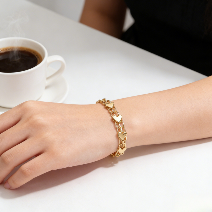 Double Layer Heart Bracelet Set (Light Luxury Sweet Wristband)