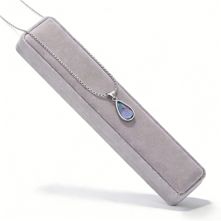 Teardrop Iridescent Gem Snake Chain Necklace (Cool & Gentle High-End Choker)