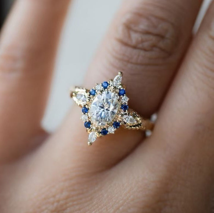 Vintage Filigree Sapphire Halo Engagement Ring (Delicate Luxury Statement Band)