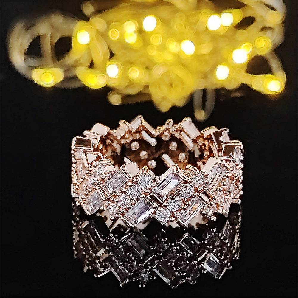 Baguette & Round Diamond Full Eternity Ring (Avant-Garde Luxury Shimmer Style)