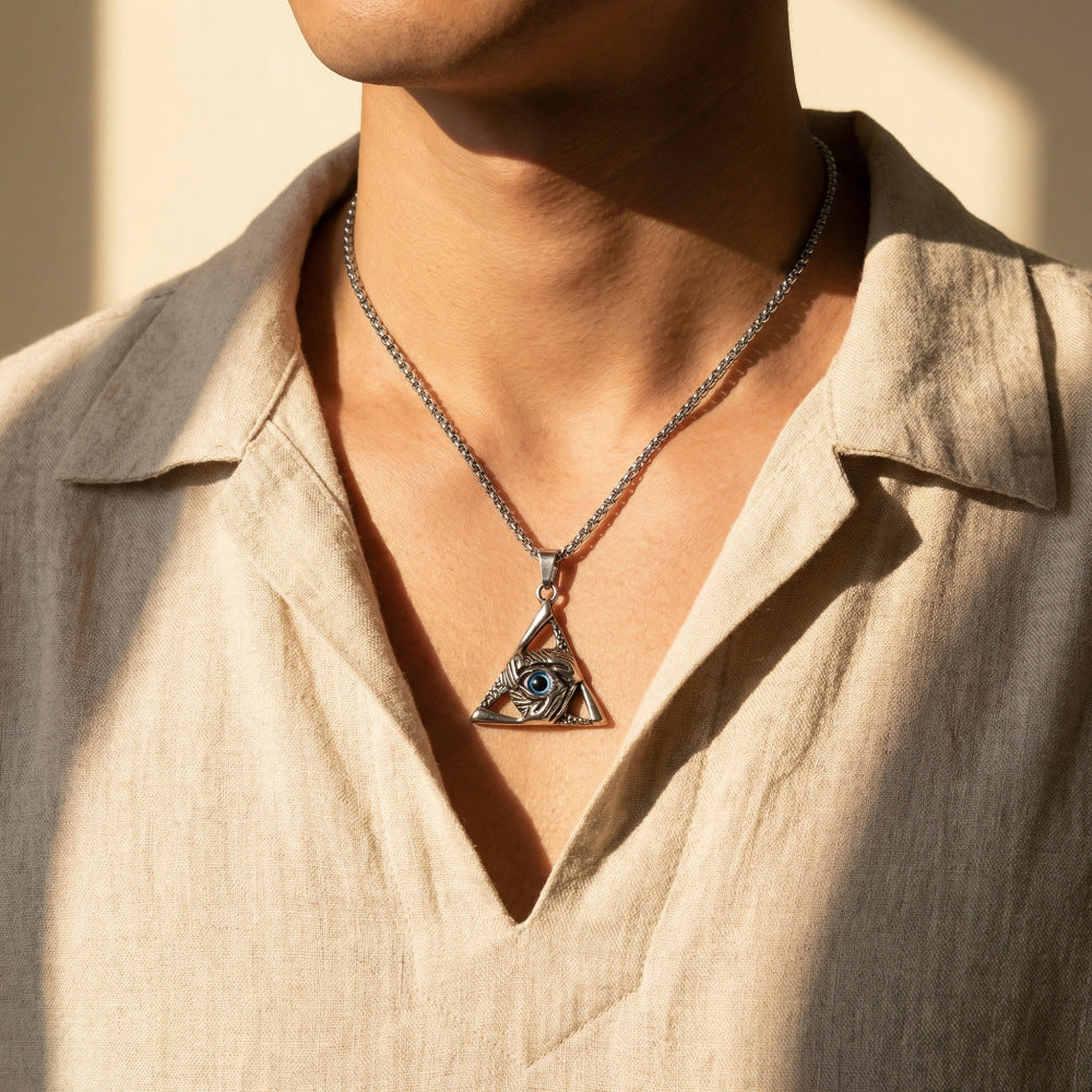 Vintage Silver Evil Eye Necklace, Multiple Pendant Options