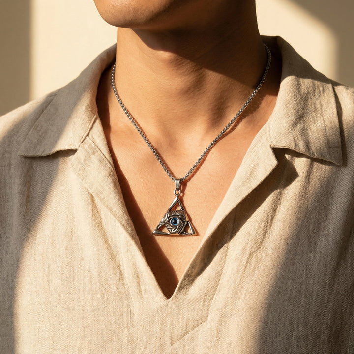 Vintage Silver Evil Eye Necklace, Multiple Pendant Options