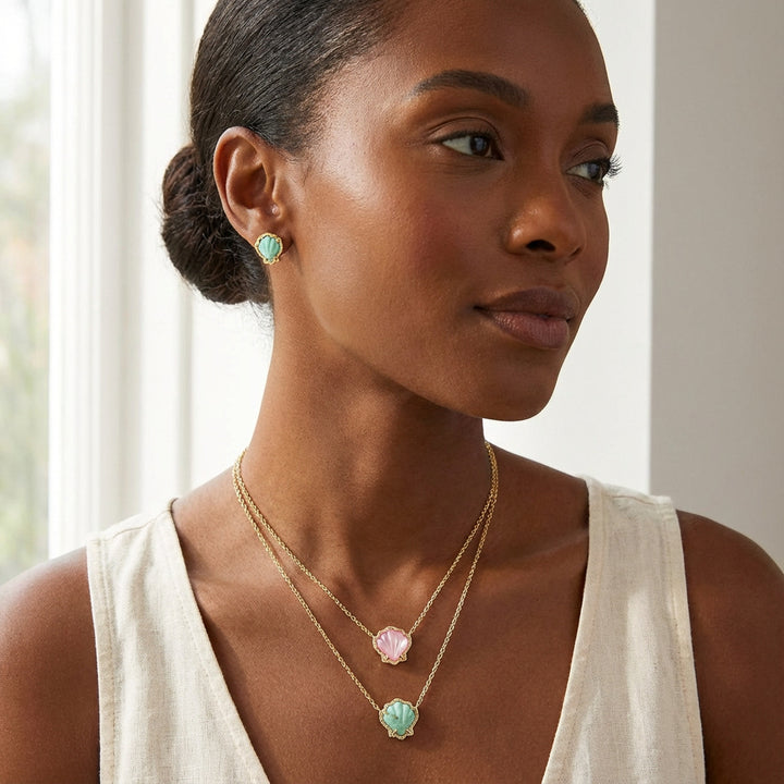 Ocean Shell Gemstone Collection (Light Luxury Niche Vacation Style Necklace / Earrings)