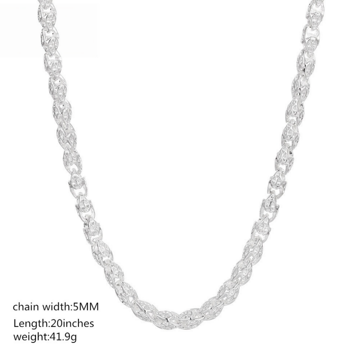 Vintage Textured Rope Chain Necklace, Silver Engraved Link Chain