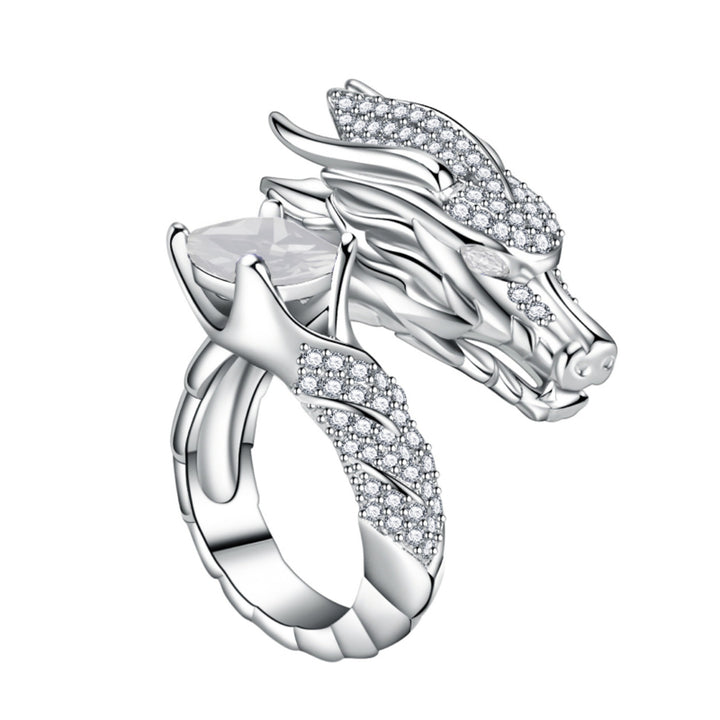 Winged Dragon Guardian Gemstone Ring (Light Luxury Niche Personalized Band)
