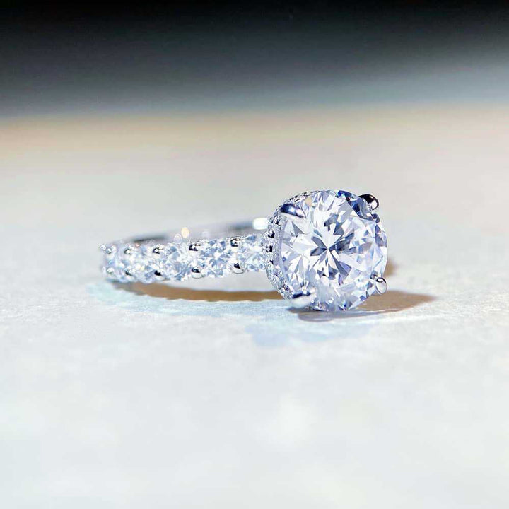 Round Stone Twisted Pave Ring