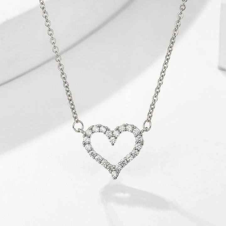 Open Heart Pavé Pendant Necklace Set (Light Luxury Niche Minimalist Choker)