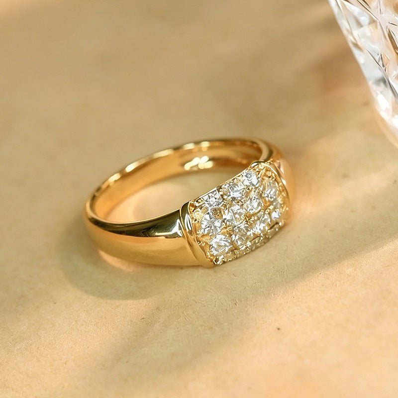 Gold Pave Square Ring