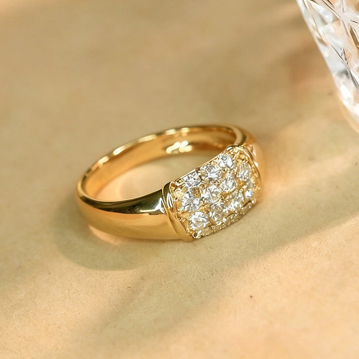 Gold Pave Square Ring