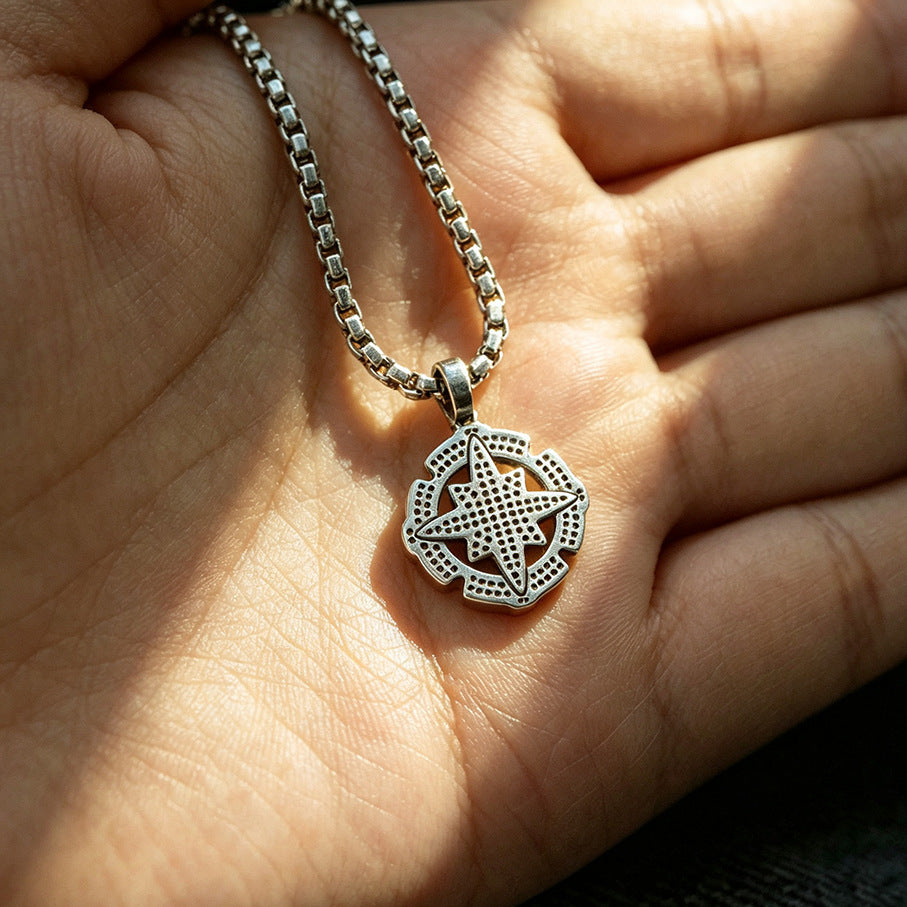 Compass Star Men's S925 Silver Necklace
