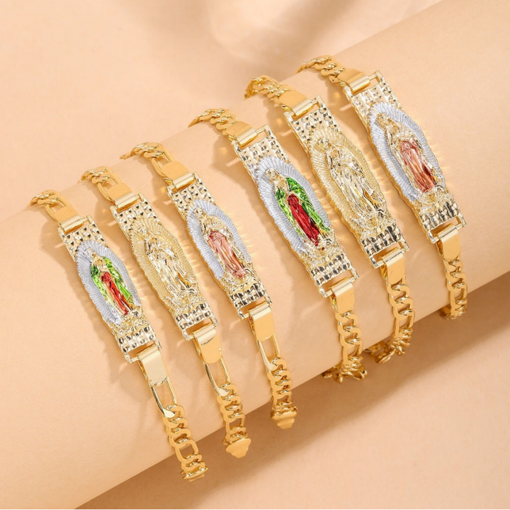 Our Lady Cuban Link Bracelet Set (Light Luxury Niche Religious Bracelet)