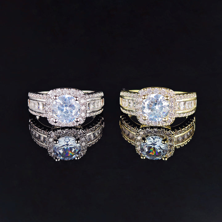 Cushion Halo Baguette Diamond Ring (Luxury Statement Engagement Band)
