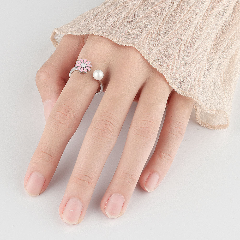 Daisy & Pearl Open Ring Set (Light Luxury Niche Fresh Bands)