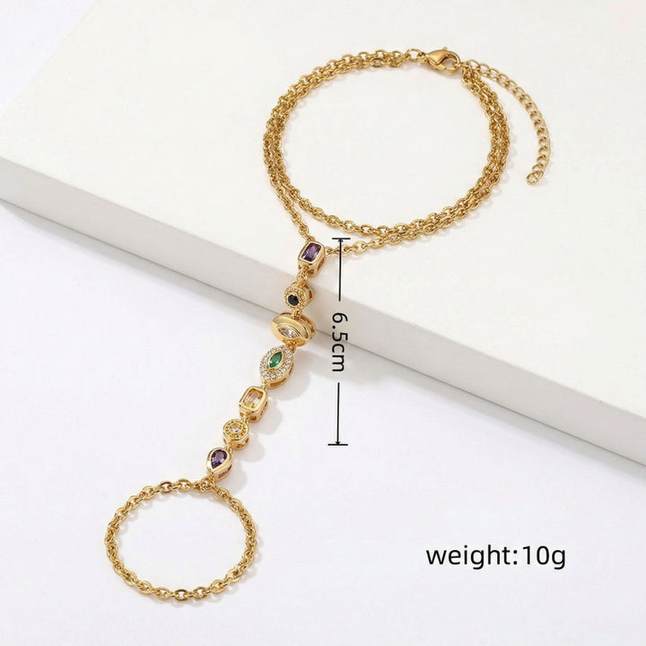 Luxury Gemstone/diamond Hand Chain Bracelet (Gold Tone Multi-Style Finger Bracelet)