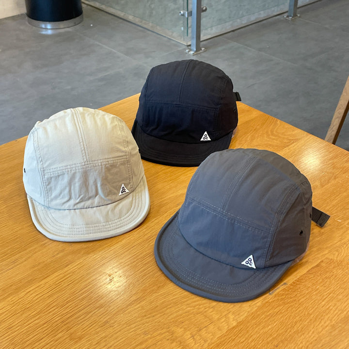 European & American Outdoor 5-Panel Quick Dry Short Brim Camp Cap, Lightweight Breathable Adjustable Sun Hat for Hiking & Camping
