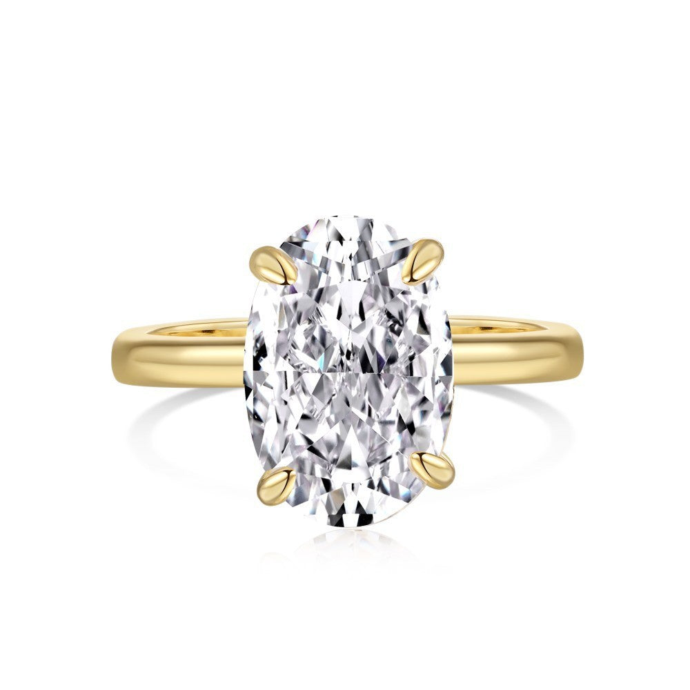 Oval Cut Solitaire Four-Prong Ring (2 Colors Luxury Women's Band)