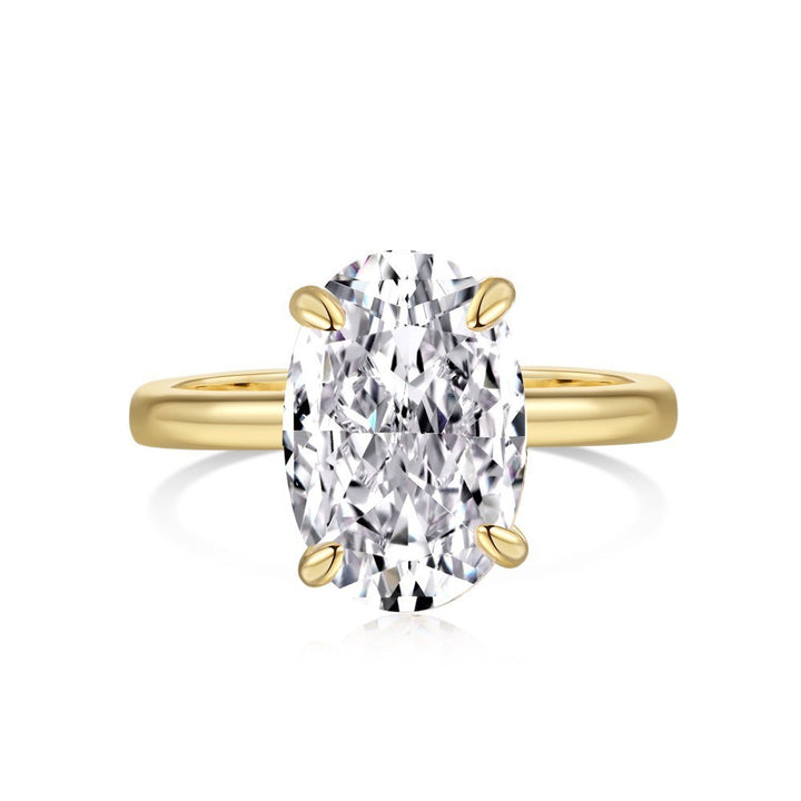 Oval Cut Solitaire Four-Prong Ring (2 Colors Luxury Women's Band)