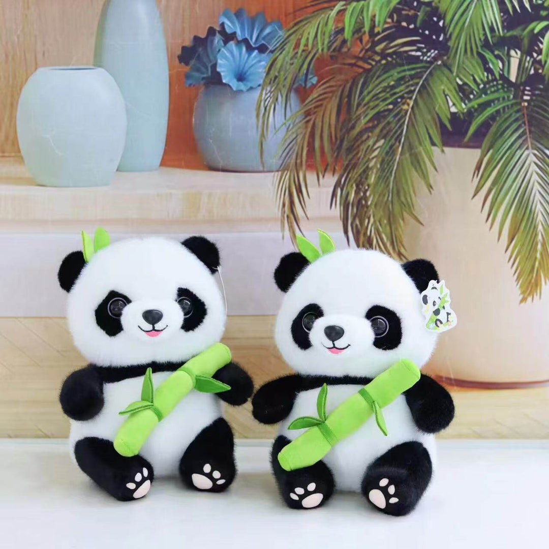 Bamboo Holding Panda Plush Doll, Cute Panda Keychain Kids Stuffed Toy Holiday Gift