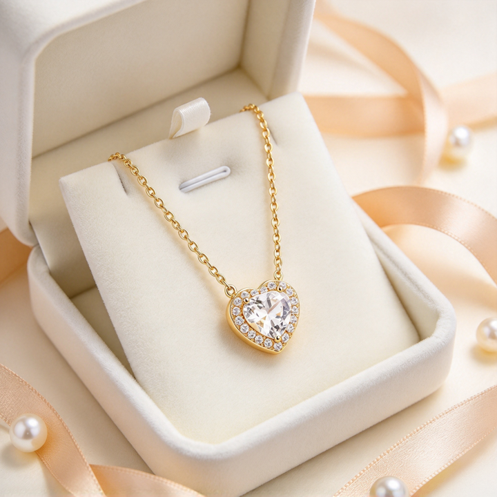 Heart Halo Diamond S925 Silver Necklace
