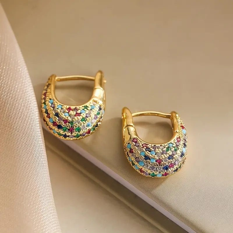 Pavé U-Shaped Hoop Earrings (Luxury Vintage Statement Earrings)