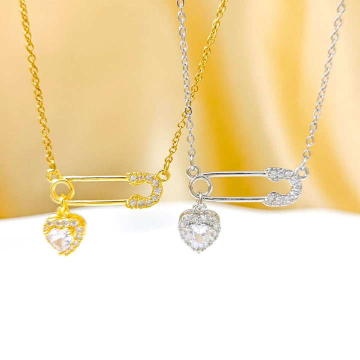 Safety Pin & Heart Diamond Choker (Sweet-Cool Girl Vibe Style)