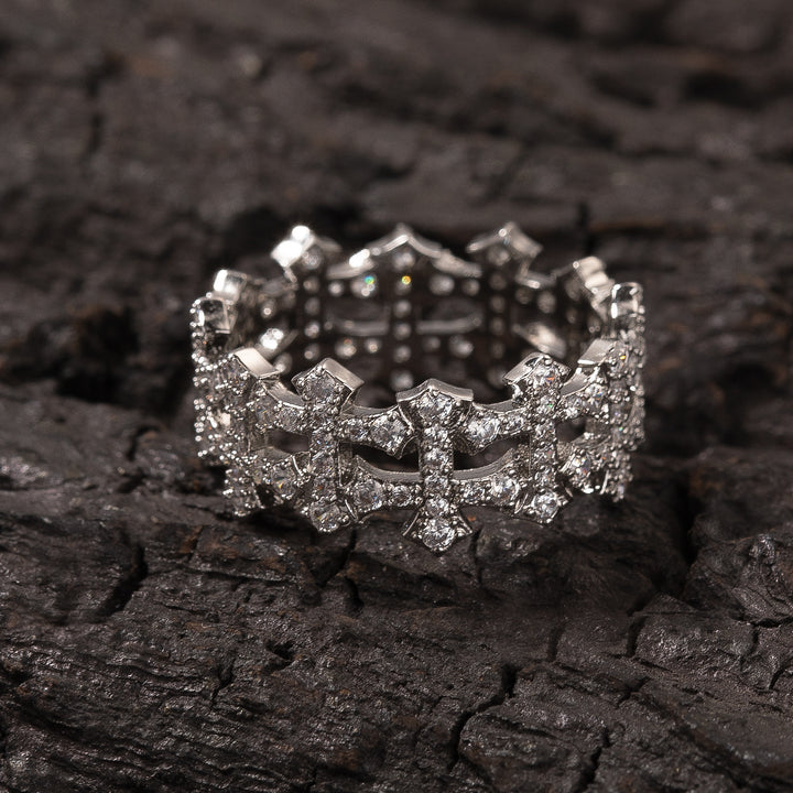 Openwork Cross Diamond Eternity Ring (3 Colors Delicate Luxury Statement Band)