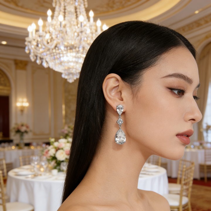 Pear-Shaped Pavé Drop Earrings (Luxury Gala Statement Earrings)