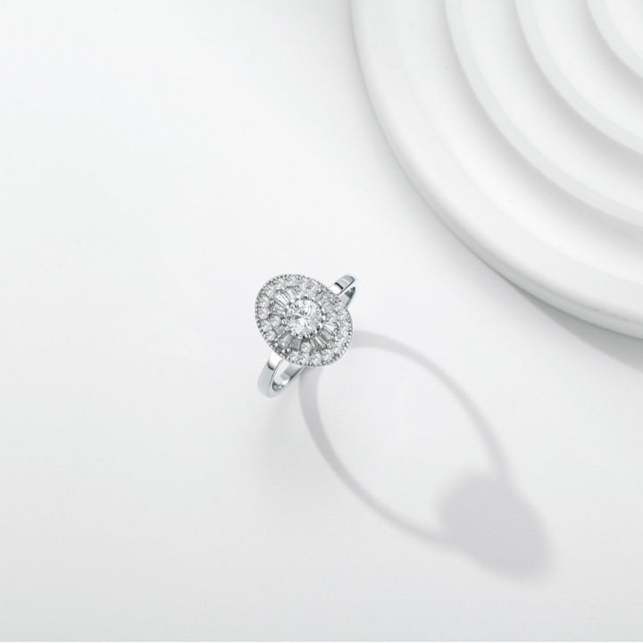 Oval Multi‑Layer Halo Paved Diamond Ring, Two‑Tone Options
