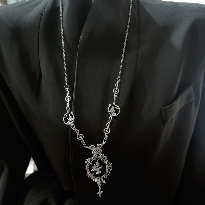Vintage Antique Silver Long Pendant Necklace, 3 Styles Available, Gothic Necklace