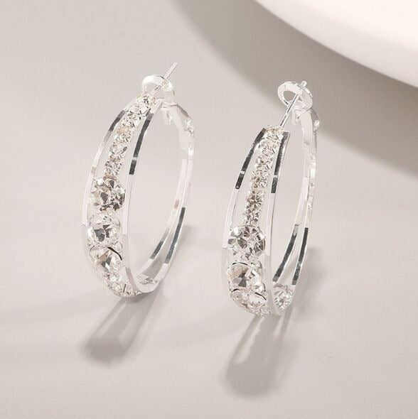 Double Layer Pavé Hoop Earring Set (Light Luxury Niche Design Earrings)