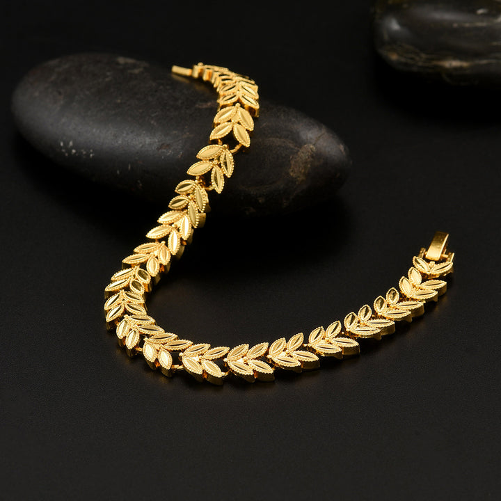 Laurel Leaf Full Chain Gold Bracelet (Light Luxury Niche Vintage Bracelet)