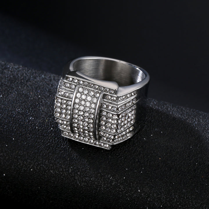 Multi-Layer Full Paved Crystal Curved Wide Fashion Ring, S925 Silver Gold & Silver Two Tone Luxury Unisex Band