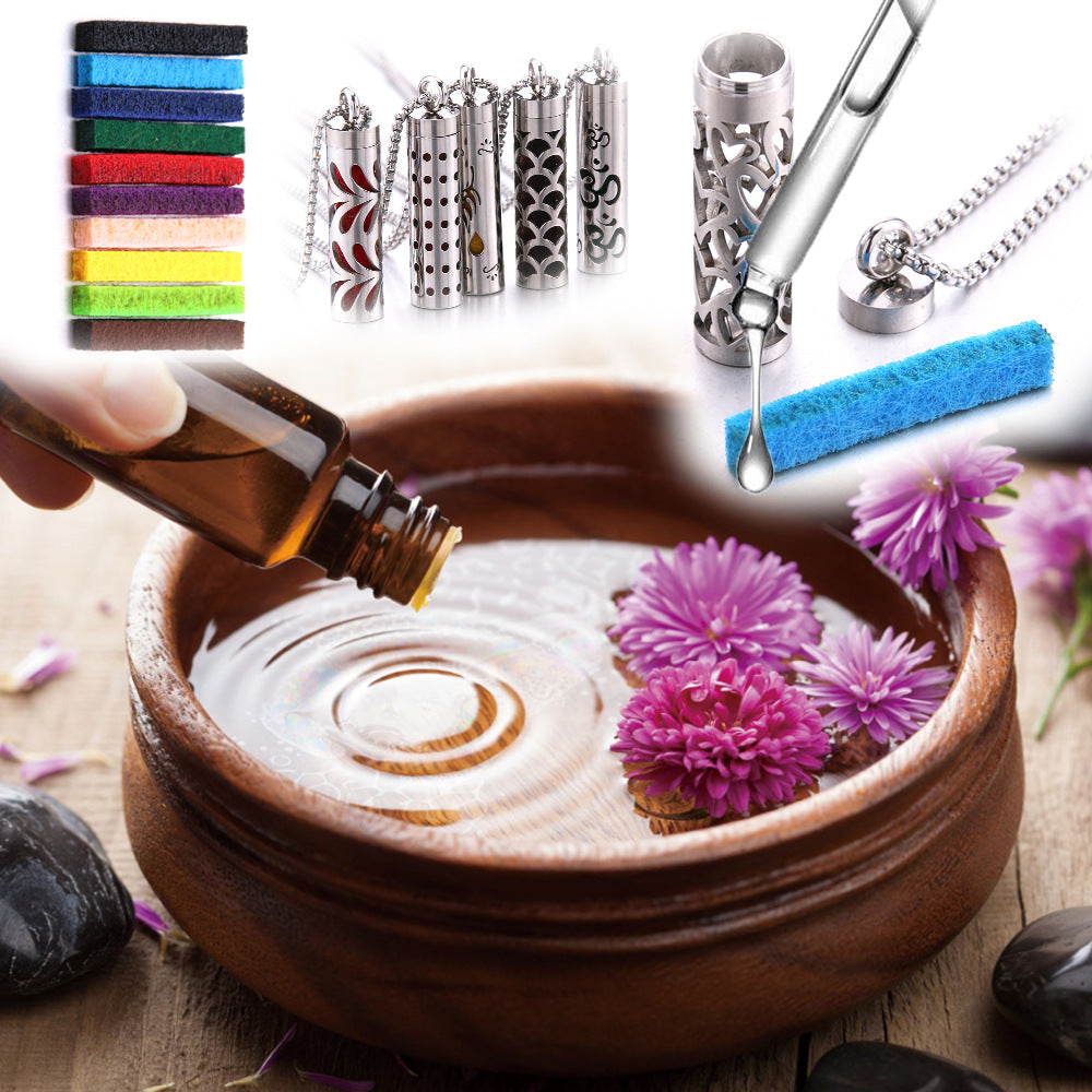 Cylindrical Hollow Aromatherapy Necklace Set (Light Luxury Niche Fragrance Necklace)