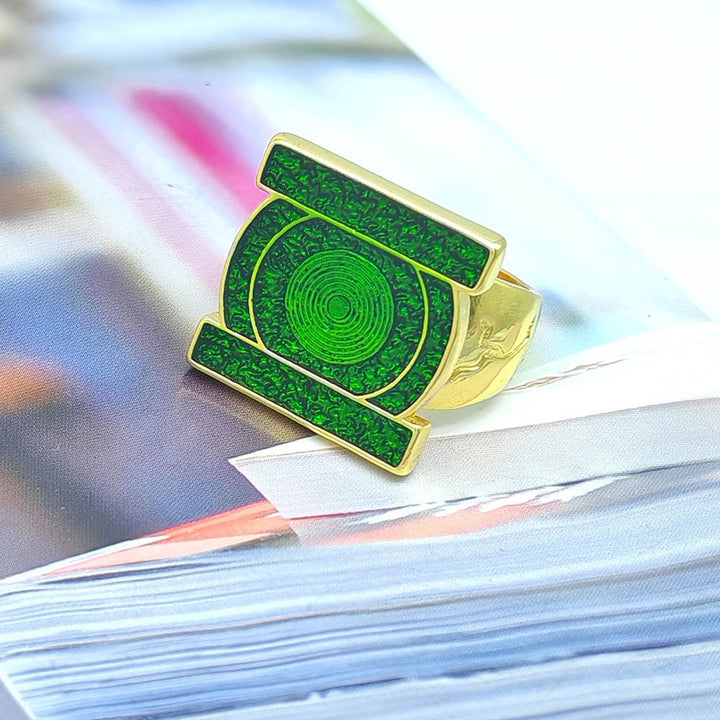Geometric Green Enamel Open Ring