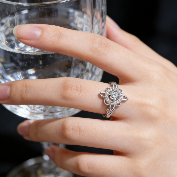 Celtic Knot Floral Pavé Ring (Luxury Vintage Elegant Band)