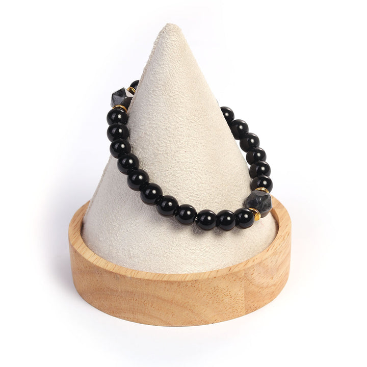 Black Onyx & Raw Stone Cut Beaded Bracelet (Light Luxury Niche Dark Style Bracelet)