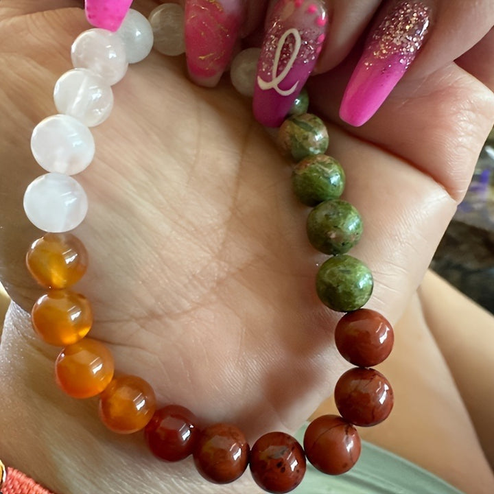 Multi‑Variety Natural Crystal Energy Bracelet, Fertility & Lucky Theme Mixed‑Bead Single Strand Bracelet, 2‑Options Natural Stone Jewelry