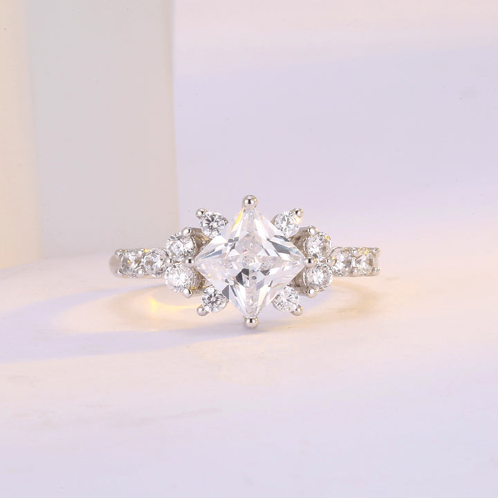 Princess-Cut Center Stone Pavé Accent Ring (Luxury Engagement & Statement Band)