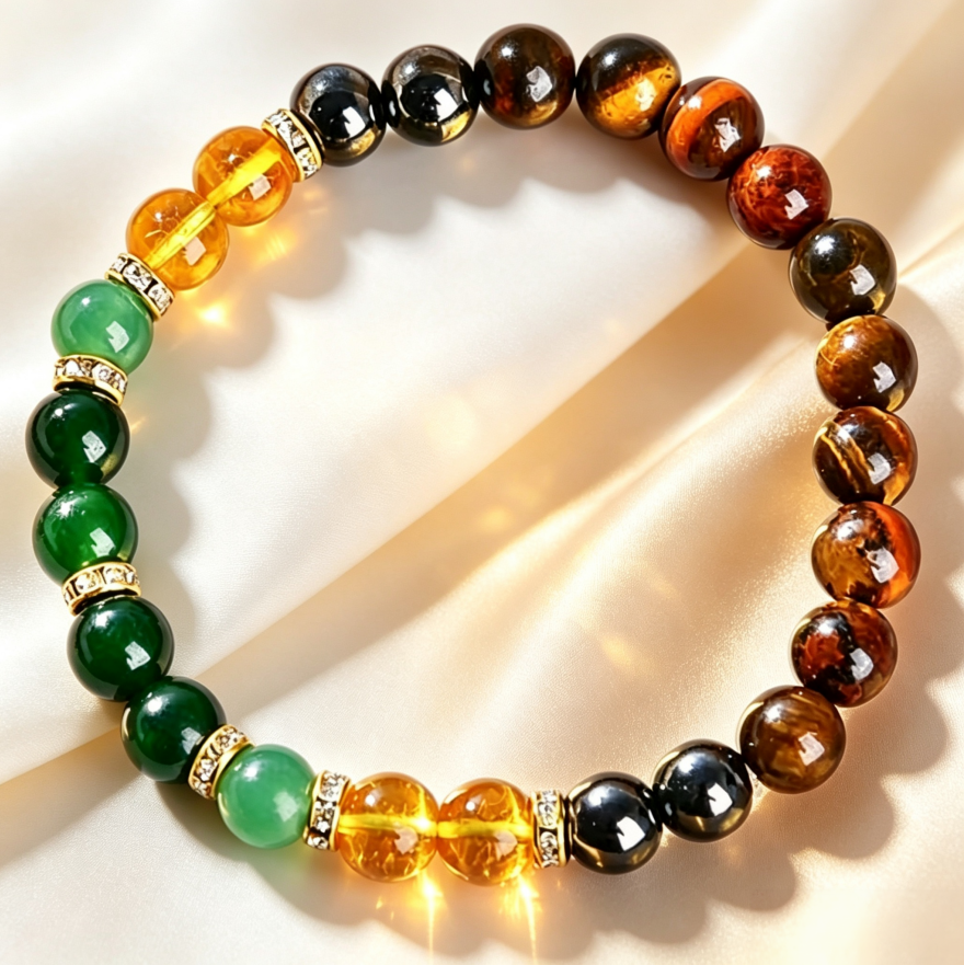 Wealth‑Attracting Multi‑Gemstone Beaded Bracelet